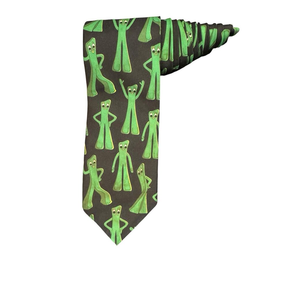 Ralph Marlin Gumby Vintage Novelty Necktie Polyester Black Green